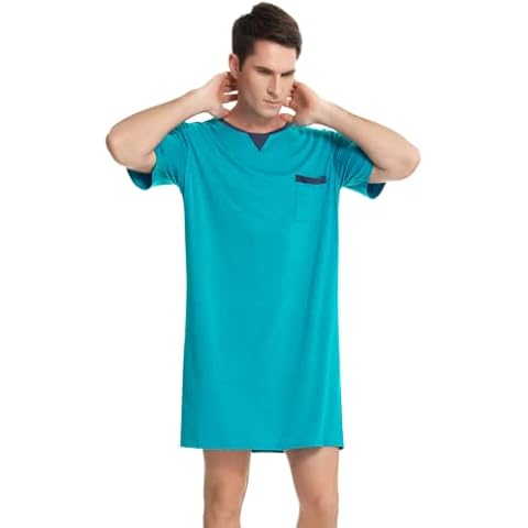 Pijama Corto Hombre Algodón Camisetas de Pijama Hombre Camisa de Dormir Cómoda Cover