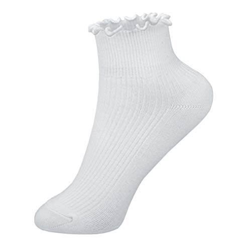 Image of Womens Ankle Casual Socks Lace Ruffle Low Cut Knit Cotton Lettuce Socks for Women Girls