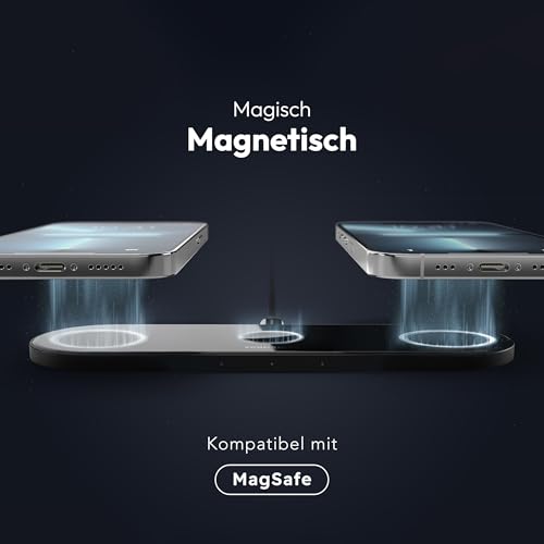 VONMÄHLEN Aura Home - Wireless Charging Pad - 3in1 Schnellladegerät, Magnetisches Multi-Gerät-Ladepad, Kompatibel mit Handyhüllen bis zu 7mm, Hochwertige Materialien, Minimalistisches Design - Black