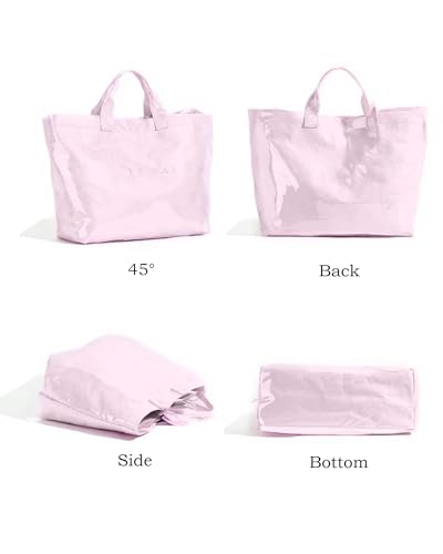 Image of PVC Tote Bag Gifts for Women Large Tote Purse Kraft Paper Letter Print Hobo Handbags for Work Beach Shopping Travel