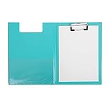 Kunstleder Klemmbrett mit Metallclip Ordner A5 Schreibmappe Ringbuch Dokumente Organizer Mappe mit Folienüberzug Schreibbrett Sammler Ordnungsmappe für Kinder Erwachsene Blau