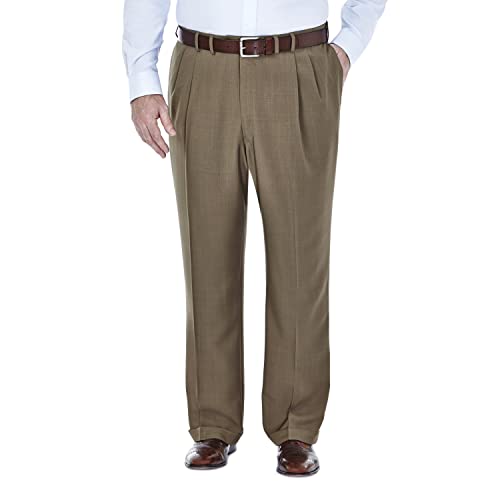 Haggar Men's Big and Tall Eclo Classic Fit Dress Pants Flat Front and Pleated Front