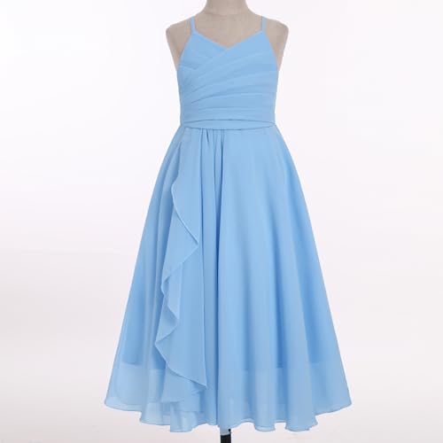 IBTOM CASTLE Flower Girls Dress Halter Pleated Chiffon Junior Bridesmaid Dress Wedding Flowy A-line Party Pageant Prom Dress2