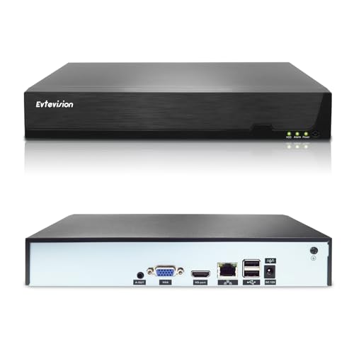 Evtevision 4K NVR 36CH Network Video Recorder Supporta fino a 36 x 8MP/5MP/4MP/3MP/1080P Telecamere IP di sicurezza, 2 porte HDD 36 canali di sorveglianza NVR con rilevamento di movimento AI (disco