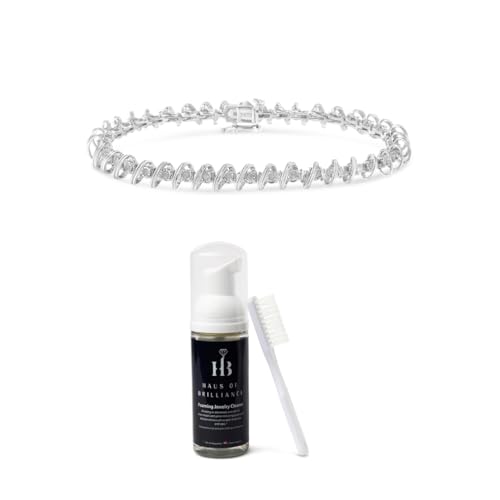 Original Classics .925 Sterling Silver 1/2 Cttw Diamond Set 7" Bracelet with All Purpose Jewelry Cleaner and Brush.