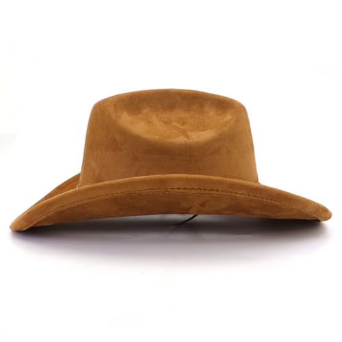 Image of Cowboy Hat Cowgirl Hat Men's & Women's Wide Brim Felt Fedora Hat with Buckle Belt Western Cowboy Hat for Women