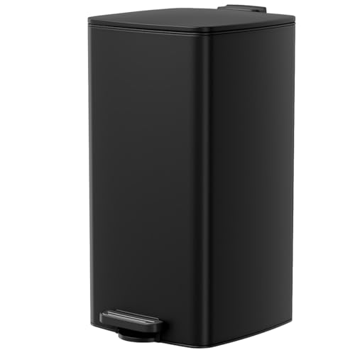 Arlopu Slim Square Caneca de Basura 30L Acero Inoxidable Negro