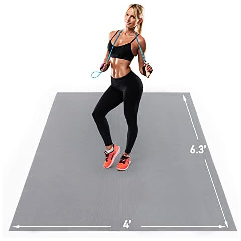 UMINEUX Premium Large Exercise Mat - 6.3 'x 4' x 7 MM, Extra Large Workout Mat for women men, Non-Slip, Durable, Home & Gym Floor mat for Any Cardio Fitness, Shoe-Friendly, Gray Cover