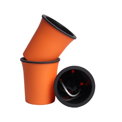Image of Self Watering Plastic Pots for Plants - Oslo - Indoor Outdoor Home Livingroom Garden Tabletop Decor 4 Inch Round Plastic Small Size Planter UV Protected Set of 3 (Orange)