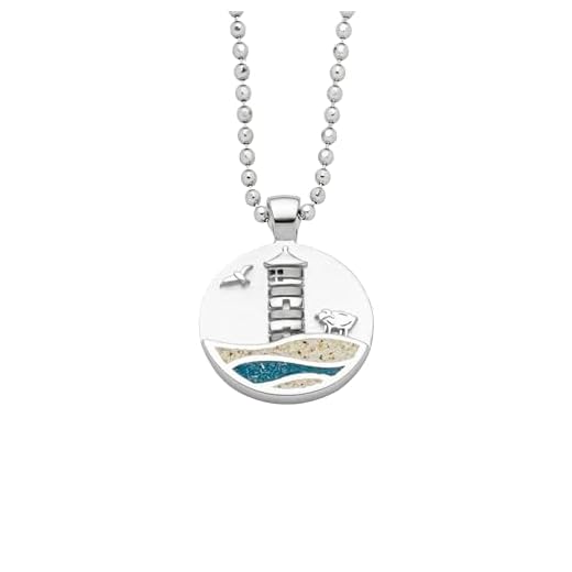 DUR Schmuck Anhänger Strandwellen PILSUMER LEUCHTTURM, Strandsand, Steinsand (Kyanit), Silber 925/- rhod. 15mm (P4848)