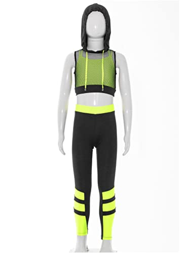 Girls Tracksuit 3 Piece Dance Sports Outfit Cropped Hoodie Tank Top with Jogger Pants Set for Gym Workout3