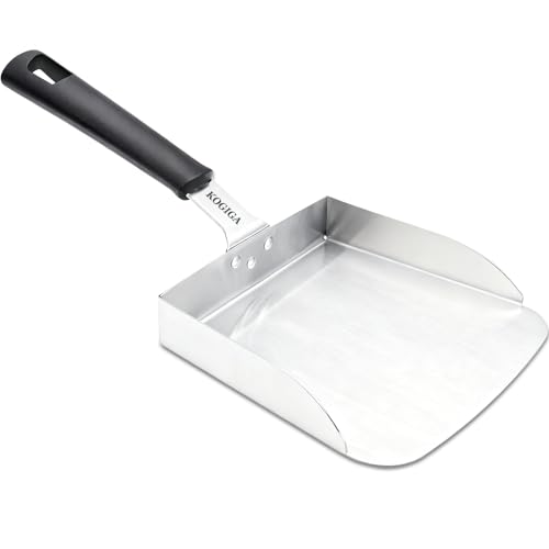 KOGIGA Stainless Steel Griddle Scoop Spatula 15' x 7.5' – Smash Burger Spatula, Hamburger Smasher Tool, griddle scoop for Stir Fry, Move Food, and Kitchen Use