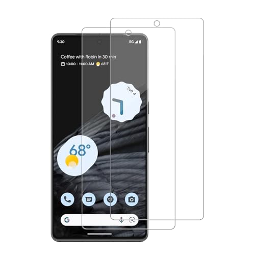 Heenjer 2 Pack for Google Pixel 7a Screen Protector Tempered-Glass Micro-curved Edges Case Friendly Bubble Free HD Clear Easy Installation