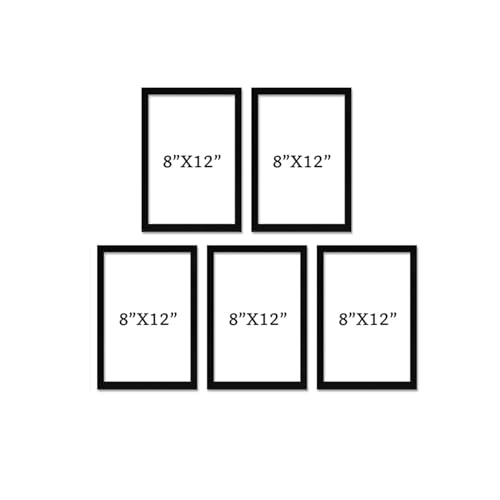 Image of A4 Size Photo Frame For Wall Set of 5 Black Picture Frame For Home and Office Decoration, Size -8x12 Inches (Design 05)