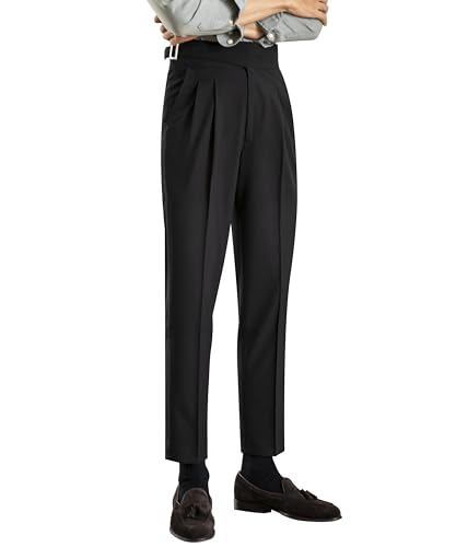 Men's Classic Gurkha Naples Italian Old Money Style Pants No Belt Required Dress Pants