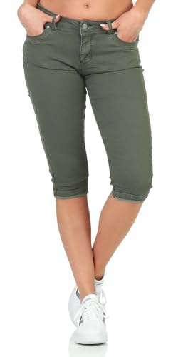 Hailys Damen Capri Jeans Shorts Je44nna knielange Jeanshose FUR-0915258-3 Khaki L