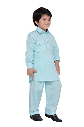 Image of AJ DEZINES Pathani Suit For Kids Boys | Boys Kurta Set | Traditional Party & Ethnic Wear | Kids Kurta Pyjama Set | Solid Cotton Kurta Pajama | Wedding & Festive Outfit - Regular Fit