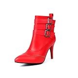 Leg-Lengthening Design: Sharp pointed toe & sleek stiletto heel create a flattering silhouette. Secure & Stylish: Triple buckle straps + side zipper ensure easy on/off & adjustable comfort. All-Day Confidence: Chunky heel base provides better balance...