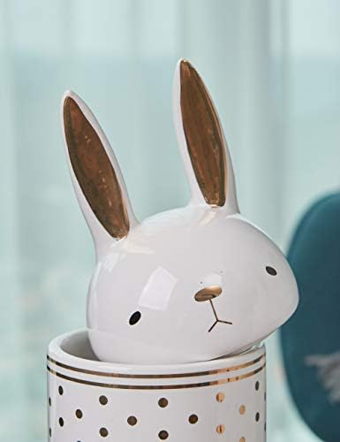Amoy-Art Cookie Jar Storage Rabbit Gifts Decorative Canister Ceramic Candy Dish Home Decor 20cm