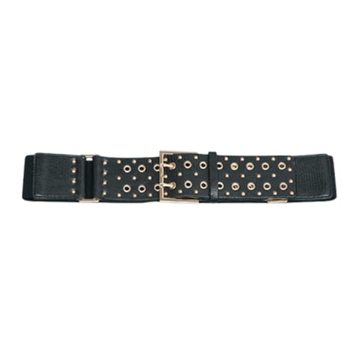 Ceinture cuir double œillet au fini rivet vintage et détails cloutés chic