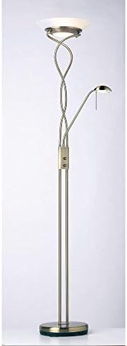 Mother & Child Floor Lamp with Rotary Dimmer, Antique Brass Finish with Opal Glass