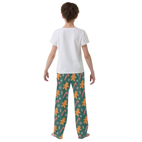 Boys' Pants Gingerbread Man Sweet Snowflakes Green Long Bottoms Jogger Pants Elastic Waist Trousers with Pockets S-XL3