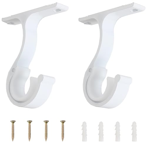 Barras de Cortina 2 Soportes para Cortinas de Techo con Tornillo de Metal, Color Blanco Duradero Doble Soporte se Adapta a Varillas de 25 a 28 Mm Para Armario Dormitorio Sala de Estar Uso Familiar