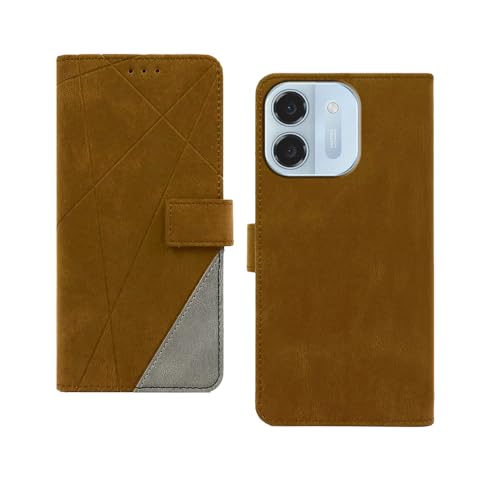 Image of amazon basics Ai+ Pulse 2 5G Flip Cover | Card Pockets Wallet & Stand | Flip Cover for Ai+ Pulse 2 5G (Brown with Grey)