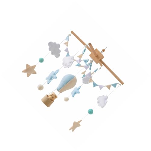 Zanthicia Móvil de cuna de Para madera con bolas fieltro para bebé, sonajeros colgantes, juguete para decorar habitaciones infantiles, bolas fieltro, campana para cama, móvil, joyería creativa