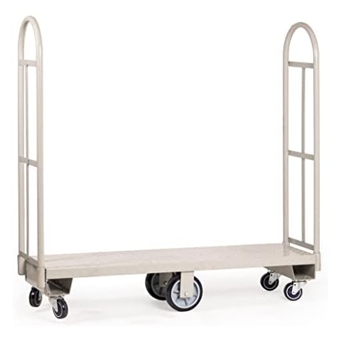 HaulPro Narrow Aisle U-Boat Platform Truck Dolly | 16 x 60 Heavy Duty Utility Cart with Thick Steel Deck | Premium Hand Truck Can Hold Loads Up to 2,000 Pounds | Hand Cart with Dual Removable Handles Cover