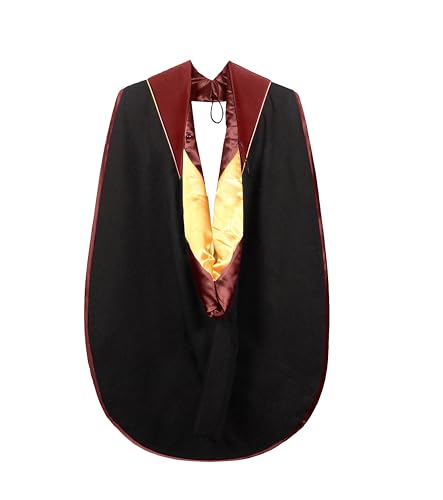 Image of Deluxe Graduation Doctoral Gown Doctoral Hood and Tam 8 Sided Package with Gold Piping Doctoral Regalia