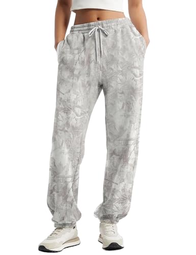 Casual Camo Sweatpants for Women Baggy Fleece Y2K Camouflage High Waisted Joggers Pants with Pockets Streetwear