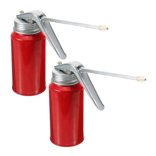 Bidon d'huile métallique manuel 200 ml en lot de 2 rouge pour moto et mécanique