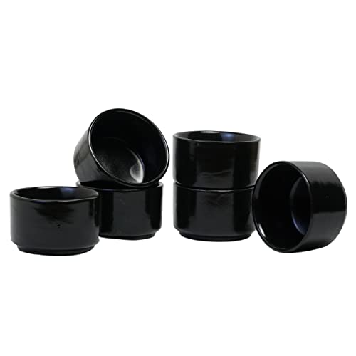 Image of Freakway Ceramic Dip Bowls (50 ml, Black, Set of 6) | Chutney Bowls | Ketchup Bowls|Chutney Bowls|Dip Bowls