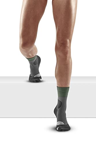Image of CEP Merino Wool Hiking Mid-Cut Socks, Green /Light Grey, Women, II (SM)