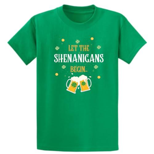 Second Ave - Camiseta unisex para hombre, diseño con texto en inglés "Let The Shenanigans Begin", color negro o verde, verde, M