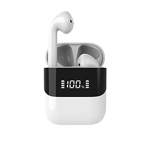 XJST Vrai Earbuds sans Fil, Oreillettes Bluetooth 5.0 Intra-Auriculaires avec Micro HD, Microphone intégré, IPX5 imperméable, Affichage à LED pour Le Travail, Sports, Jeu