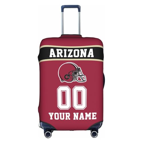 Image of Custom Arizona Luggage Cover Personalized Football Style Suitcase Cover with Name Number Customized Washable Elastic Sports Travel Suitcase Protector for Business Vacation Gifts
