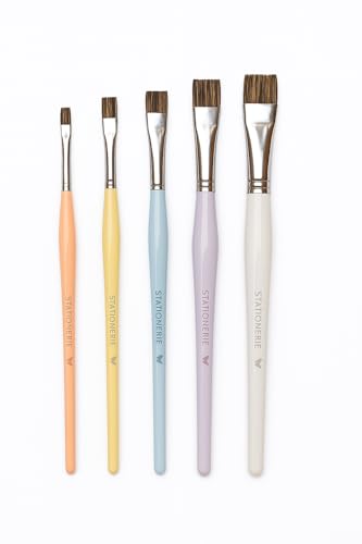 Image of Stationerie Paint Brush Set Soft Aqua Blender Synthetic Hair with Stainless Wire Ideal for Art Paint, Watercolor, Quill, Oil Acrylics, Artists Flat Blender Brush Set (Candy Edition)