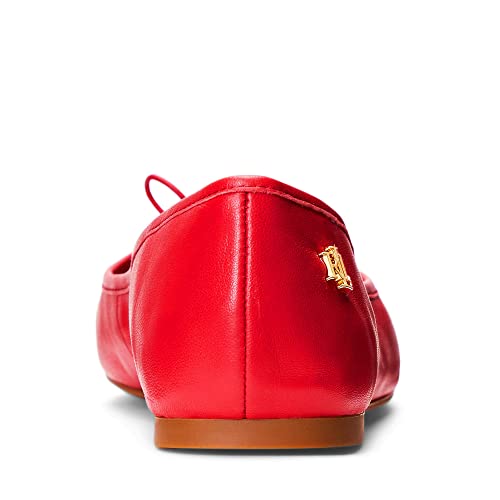 Lauren Ralph Lauren Jayna Ballet Flat For Women - Leather Upper And Breathable Textile Lining With Lightly Padded Footbed Cactus Flower Red 9 B - Medium #TOP1
