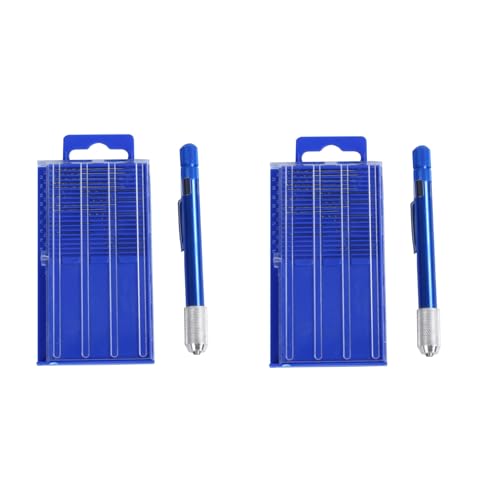 Bloepum 34pc Fine Tiny Numbered 61-80 Mini Jeweler'S Drill Bit Set Pin Vise Chuck Vice