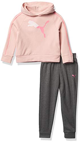 PUMA Baby Girls' Pullover Hoodie & Jogger, Pink, 3-6M