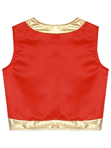 Boys Halloween Dress Up Vest Sleeveless Buttonless Jacket Metallic Trim Waistcoat2