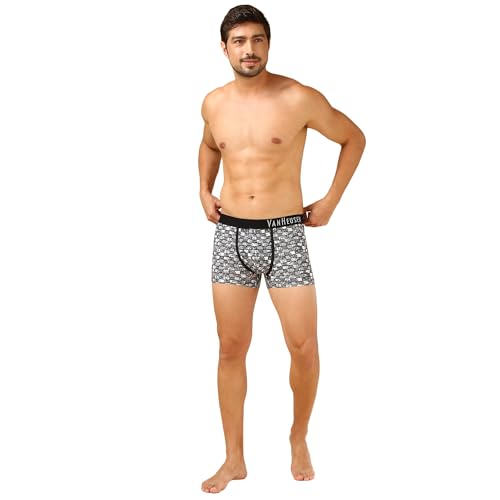 Image of Van Heusen Men's Cotton Trunk - Pack of 1 | Contoured pouch for support | Antibacterial Briefs | Sweat Absorbant | Moistue Wicking | Breathable Everyday Underwear | Long Lasting Color| Fun Prints | Style 10051