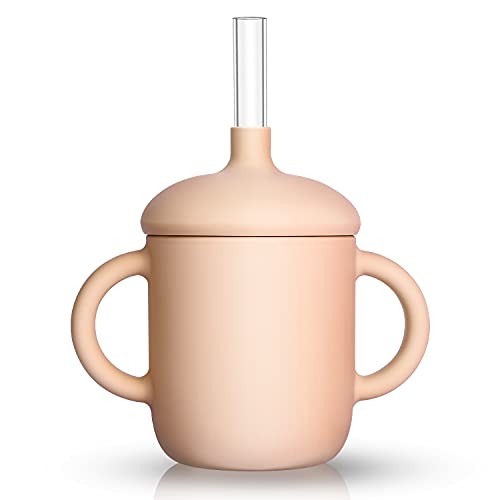 Image of LUOWAN Silicon Sippy Trainer Straw Cups for Baby, Toddler, and Child Feeding with 2 Handles, BPA-Free…