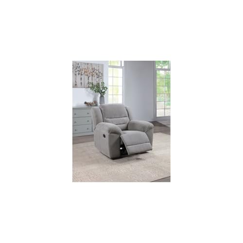 Sillón reclinable tapizado chenille gris miniatura 3