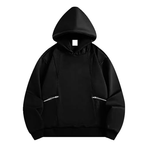 Men's Zip Up Hoodie High Street Style Loose Fit Casual Pullover Sweatshirt For Streetwear Comfort Winter Wear