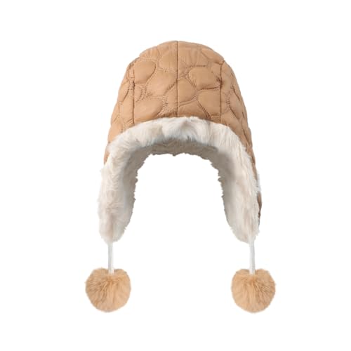 Womens Cute Cartoon Cat Ear Winter Warm Sherpa Lined Ski Hat Pilot Hood Cap Windproof Earflap Peruvian Trapper Hat4
