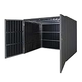 Mendler WPC-Fahrradgarage HWC-J29, Geräteschuppen Fahrradbox, Metall Holzoptik abschließbar - 4 Räder 172x213x160cm grau