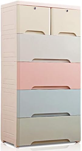 Nafenai Dresser 6 Drawer Storage Cabinet with Locks, Plastic Drawer Dresser for Clothes, Storage Organizer Unit for Bedroom, Kids Playroom, Study Room, Entryway, Hallway - Multicolor